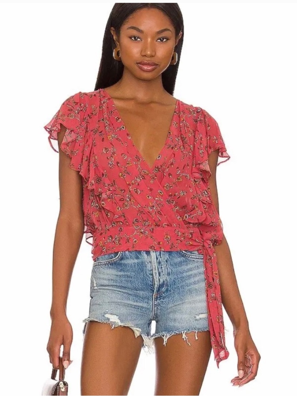 PAIGE Trista Top - Floral Wrap Ruffle Top